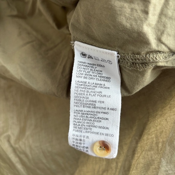 Cleobella River Organic Cotton Pintuck Puff Sleeve Button Up Blouse Olive Green - Picture 10 of 11